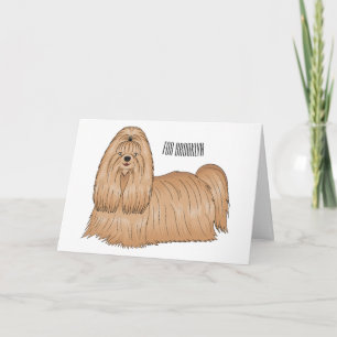 Carte Chih tzu long cheveux dessin de chien