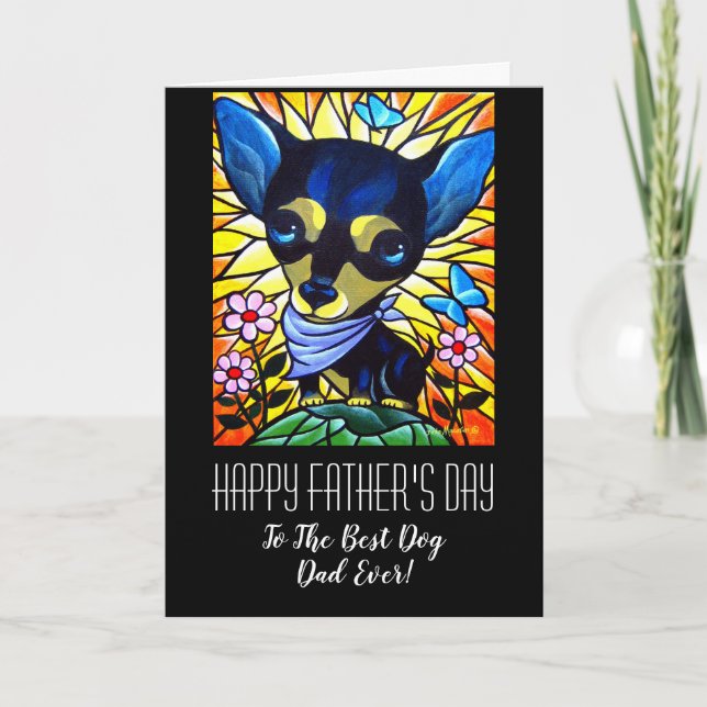 Carte Chihuahua Bonne Fête des pères Au Meilleur Papa Ch (Devant)