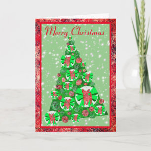 Carte Chihuahua Chien race Silhouette Bow Joyeux Noël