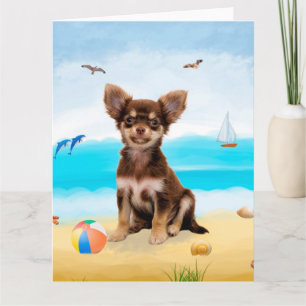 Carte Chihuahua Dog sur la plage