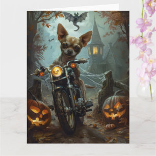 Carte Chihuahua équitation moto Halloween effrayant