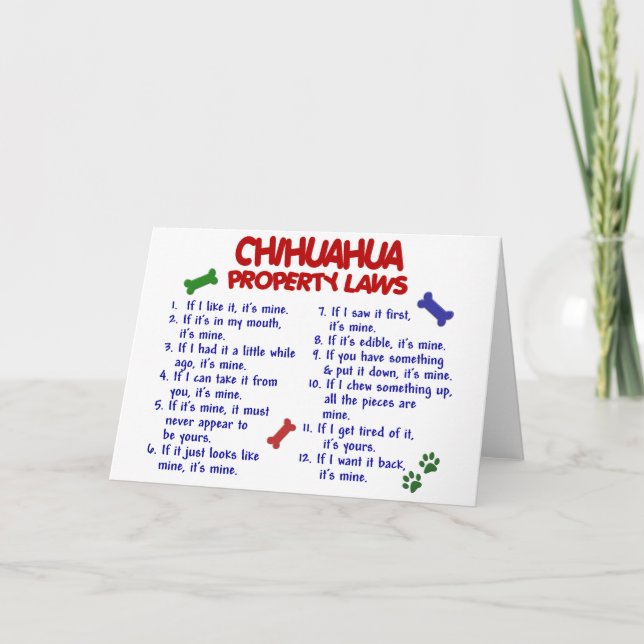 Carte CHIHUAHUA, lois sur la propriété 2 (Devant)