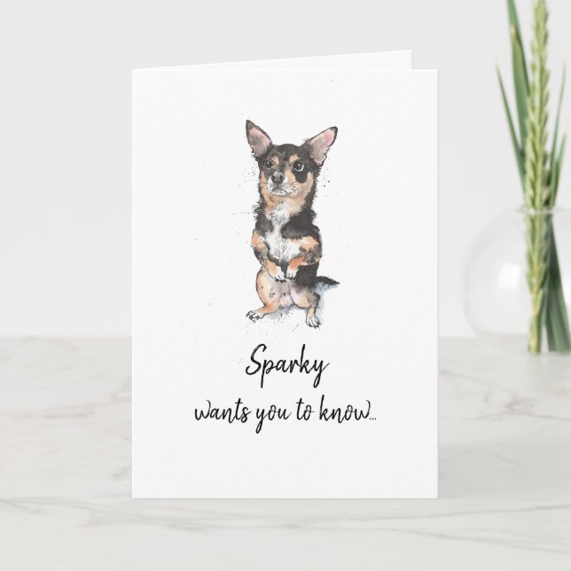 Carte Chihuahua noir et feu personnalisé pour la fête de (Devant)