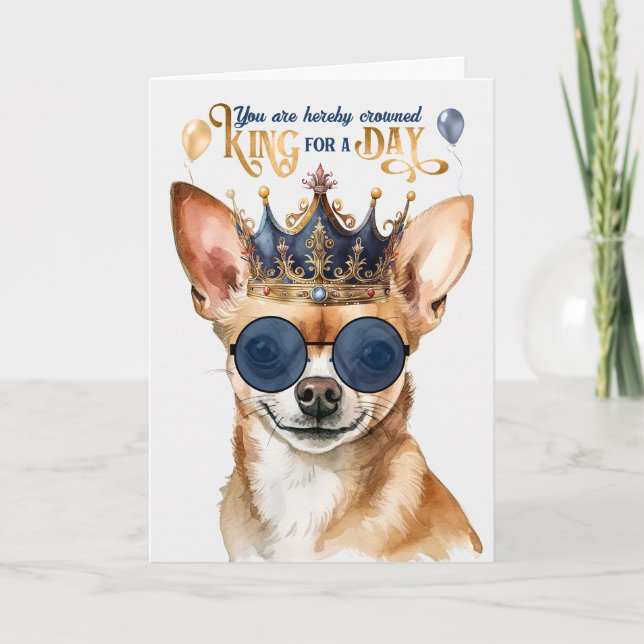 Carte Chihuahua noir roi Chien pour une journée d'annive (Devant)