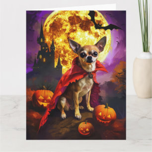 Carte Chihuahua Vampire Citrouilles Halloween Effrayant