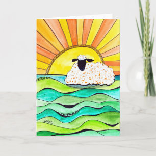 Carte Chillin' In The Sun Sheep Art Folded Greeting Card