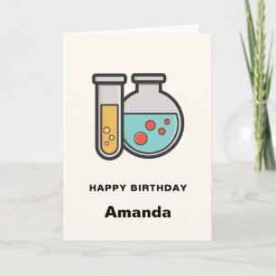 Carte Chimie Tube d'essai et bécher Anniversaire