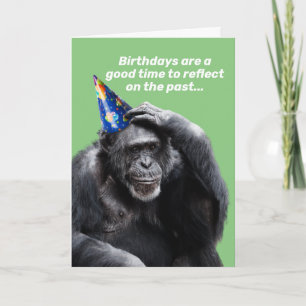 Carte Chimpanzé Drôle Avec Casquette De Fête Anniversair