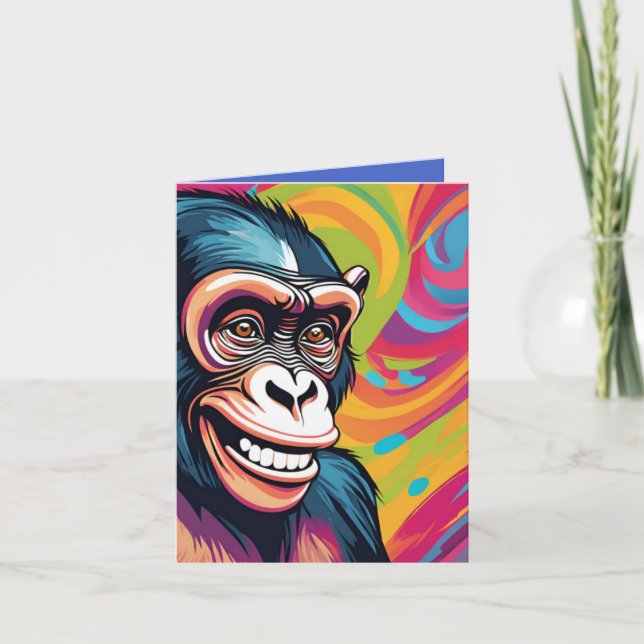 Carte Chimpanzé fou mignon (Devant)