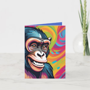 Carte Chimpanzé fou mignon