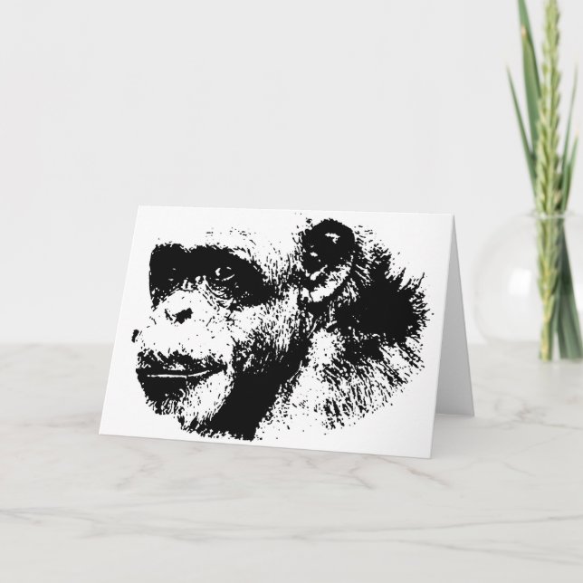 Carte Chimpanzé noir et blanc (Devant)