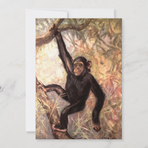 Carte Chimpanzé pendu dans l'arbre