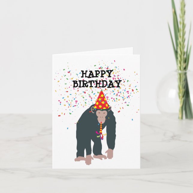 Carte Chimpanzé singe fête les animaux fête d'anniversai (Devant)