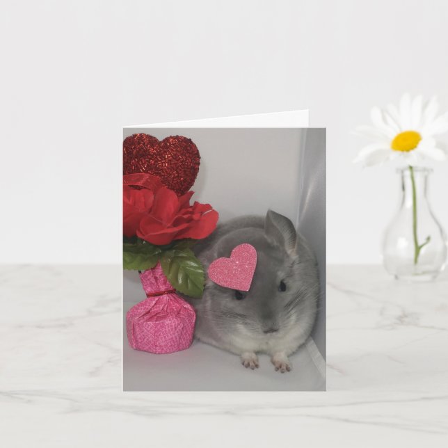 Carte Chinchilla Valentine (Petite plante)