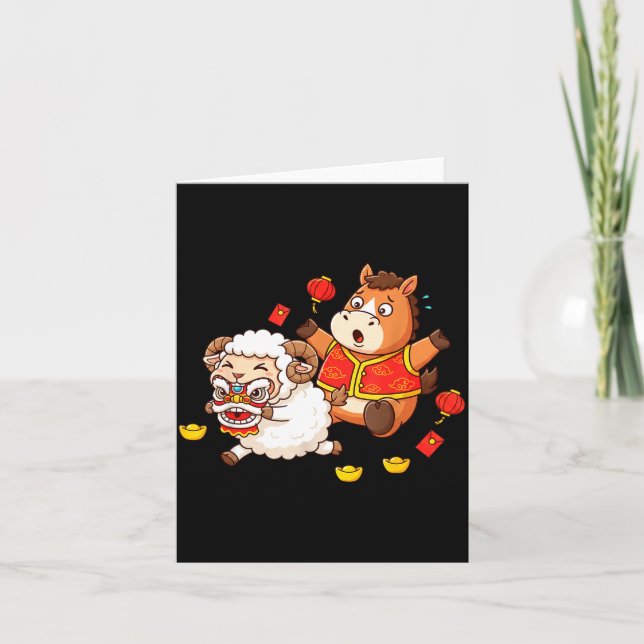 Carte Chinese Horse Sheep Funny Kids Mens Womens Happy N (Devant)