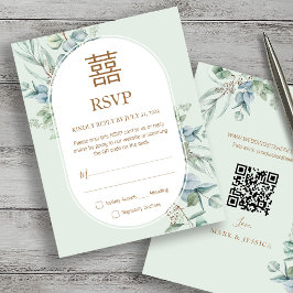 Carte Chinois Eucalyptus Double Bonheur Mariage RSVP