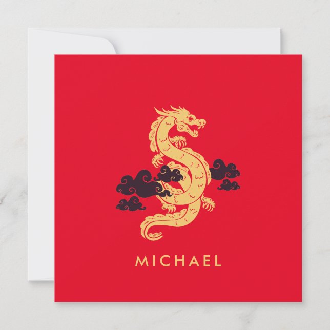 Carte Chinois Lunar New Year Dragon 2024 Personnalisé (Devant)