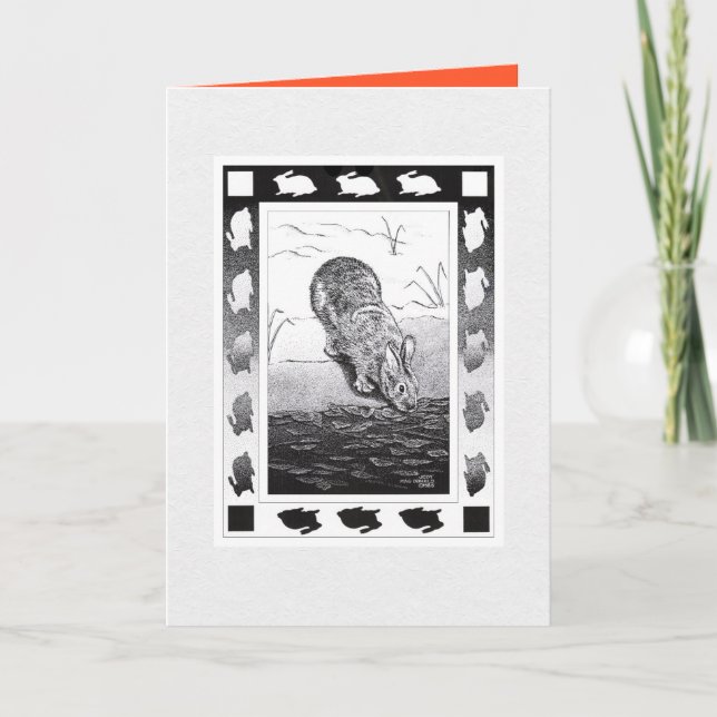 Carte Chinois Rabbit Nouvel An Anglais Plié Salutation C (Devant)