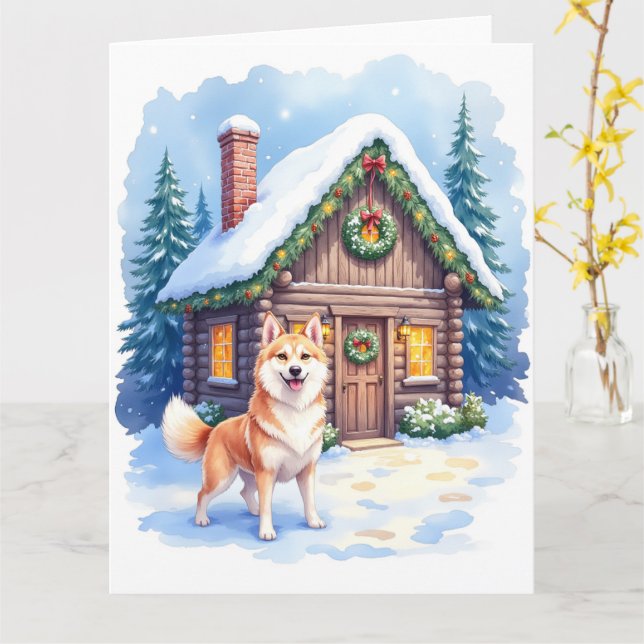 Carte Chinook Rustic Log Cabin Christmas Art (Fleur jaune)