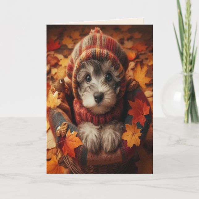 Carte Chiot au pull confortable d'automne (Devant)