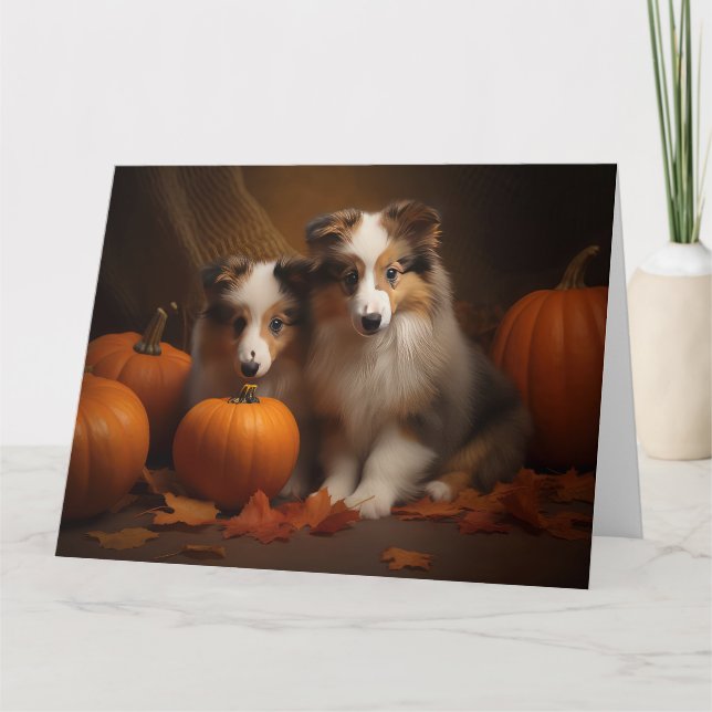 Carte Chiot Berger des Shetland Délice d'Automne Citroui (Devant)