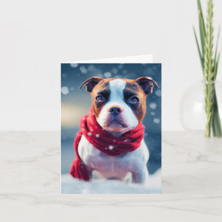 Carte Chiot mignonne et robuste dans une écharpe rouge d