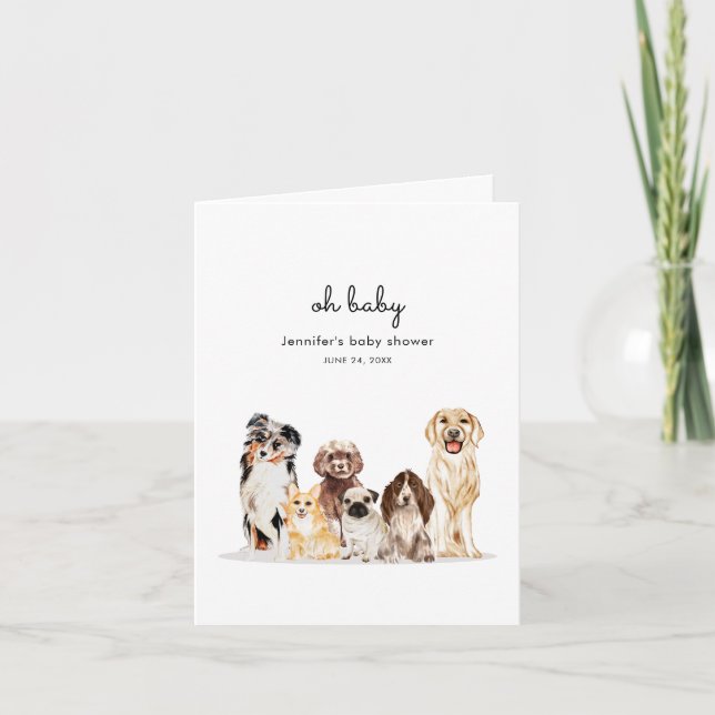Carte Chiots à l'aquarelle Baby Shower Double face (Devant)