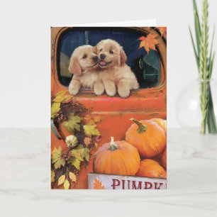 Carte Chiots citrouilles - Camion - Thanksgiving