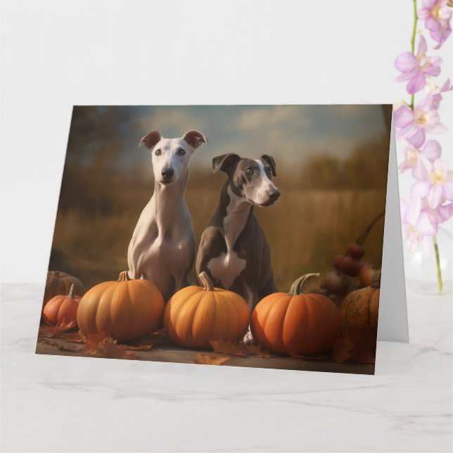 Carte Chiots Greyhound Délice d'Automne Citrouille (Orchidée)
