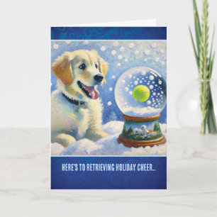 Carte Chiots Retriever Doré Avec Boule de Neige à Balle