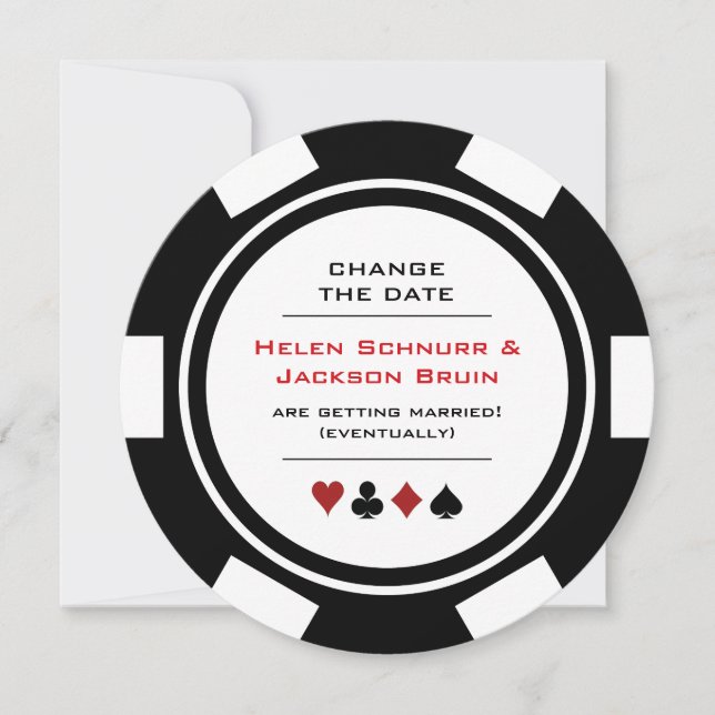 Carte Chip de Mariage de Poker noir et blanc Changer la  (Devant)