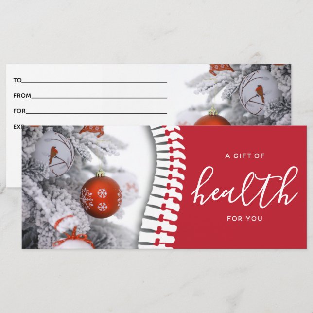 Carte Chiropratique Red Spine Holiday Certificat cadeau (Devant / Derrière)
