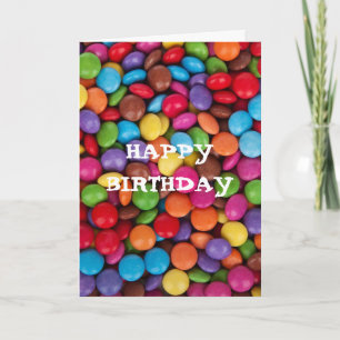 Carte Chocolat bonbon couleur arc-en-ciel Joyeux anniver