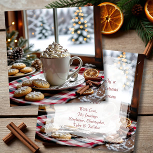 Carte Chocolat chaud et biscuits à sucre Noël festif