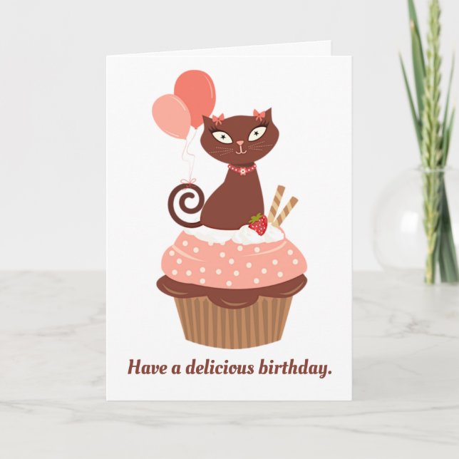 Carte Chocolat dans un Cupcake Anniversaire (Devant)