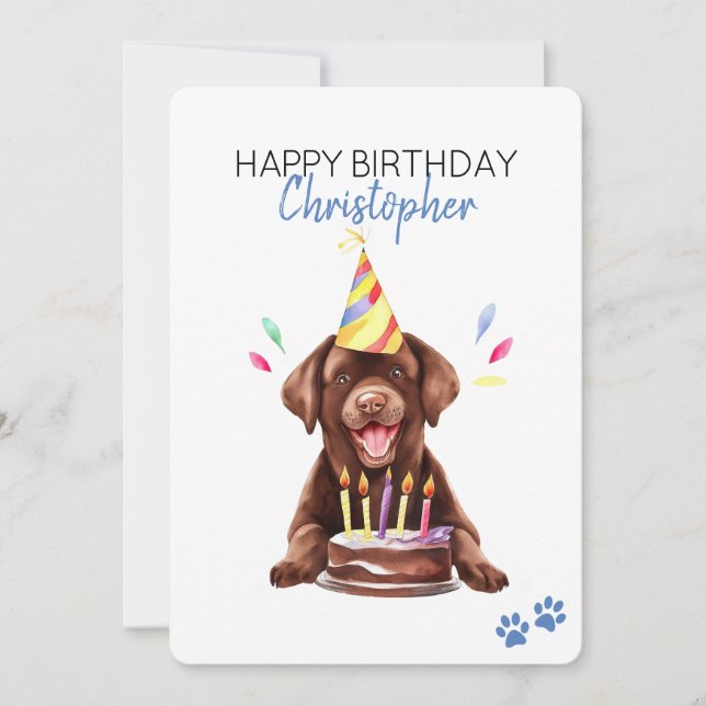 Carte Chocolat Lab Chien Personnalisé Joyeux Anniversair (Devant)
