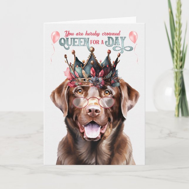 Carte Chocolat Lab Dog Queen pour une journée d'annivers (Devant)