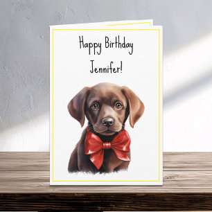 Carte Chocolat Labrador Chien chiot Nom de l'anniversair