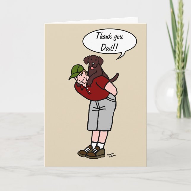 Carte Chocolat Labrador Papa en Fête des pères rouge (Devant)
