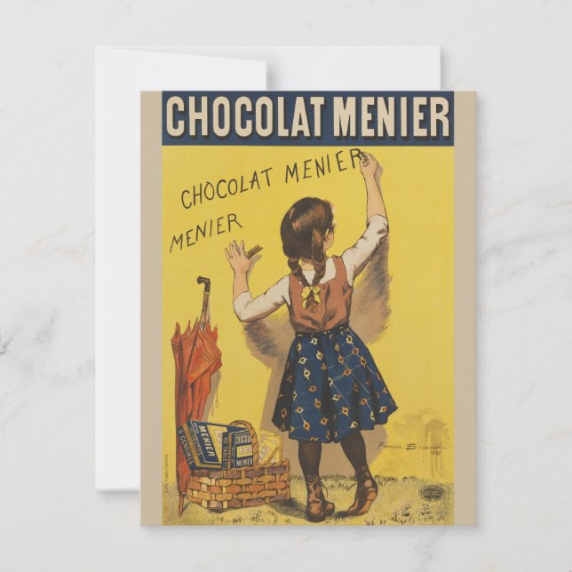 Carte Chocolat Menier Petite fille Mur écriture (Devant)