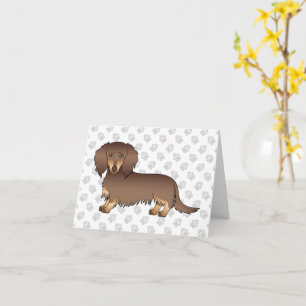 Carte Chocolat & Tan Long Cheveux Dachshund Chien & Pâte