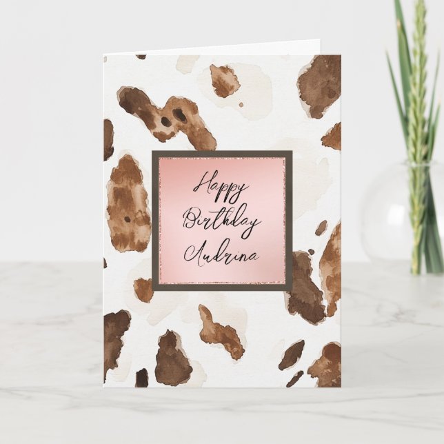 Carte Chocolate Cream Animal Print Rose Blush Birthday (Devant)
