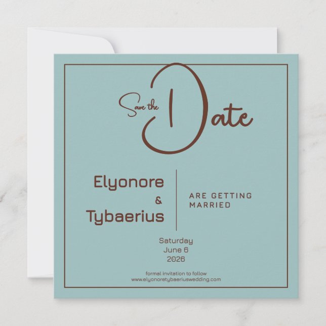Carte Chocolate Mood Minimal Wedding Save the Date (Devant)