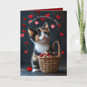 Carte Chocolats de la Saint-Valentin Calico Kitten Cœurs