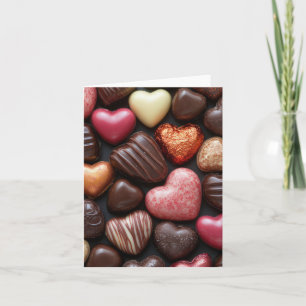 Carte chocolats en forme de coeur Salutation Saint-Valen