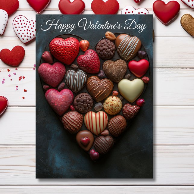 Carte Chocolats en forme de coeur Salutation Valentine (Créateur téléchargé)