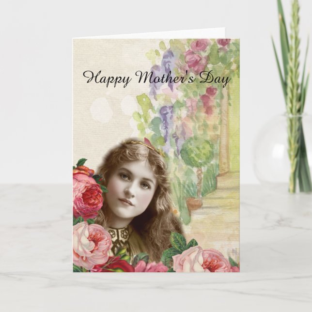 Carte Chou victorien Rose femme Floral (Devant)