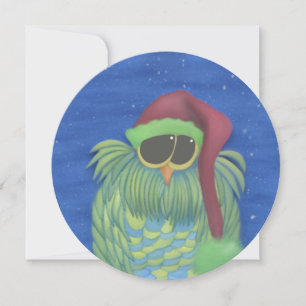 Carte Chouette adorable avec chapeau de Santa
