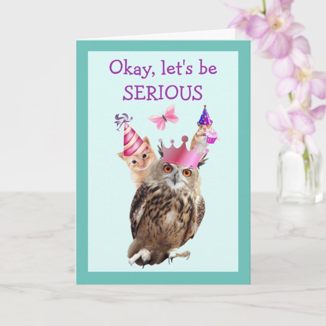 Carte Chouette, Chaton Et Souris Anniversaire (Orchidée)