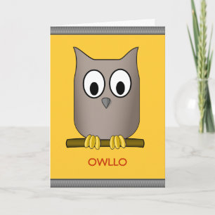 Carte Chouette chouette drôle Owllo Hello Custom